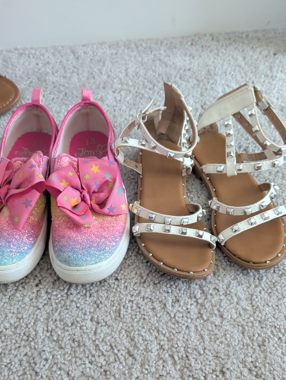 JoJo Siwa Pink Glitter Slip-On Shoes  Tahari Sandal Kids Size 13 Bundle